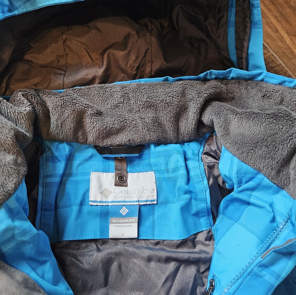 GIRLS Columbia 3-in-1 Omni Heat Coat Sz Large Blue Light Blue with Hood - Picture 4 of 6